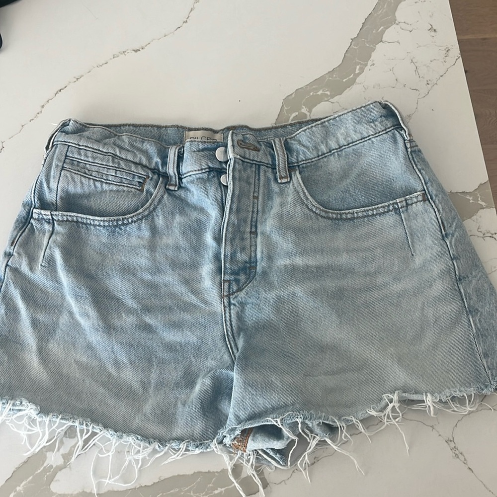 Pilcro Blue Jean Shorts High-Waisted Frayed Hem